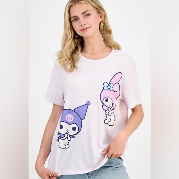 Love Tribe Tops - Love Tribe Juniors Crewneck Kuromi and Melody Tee